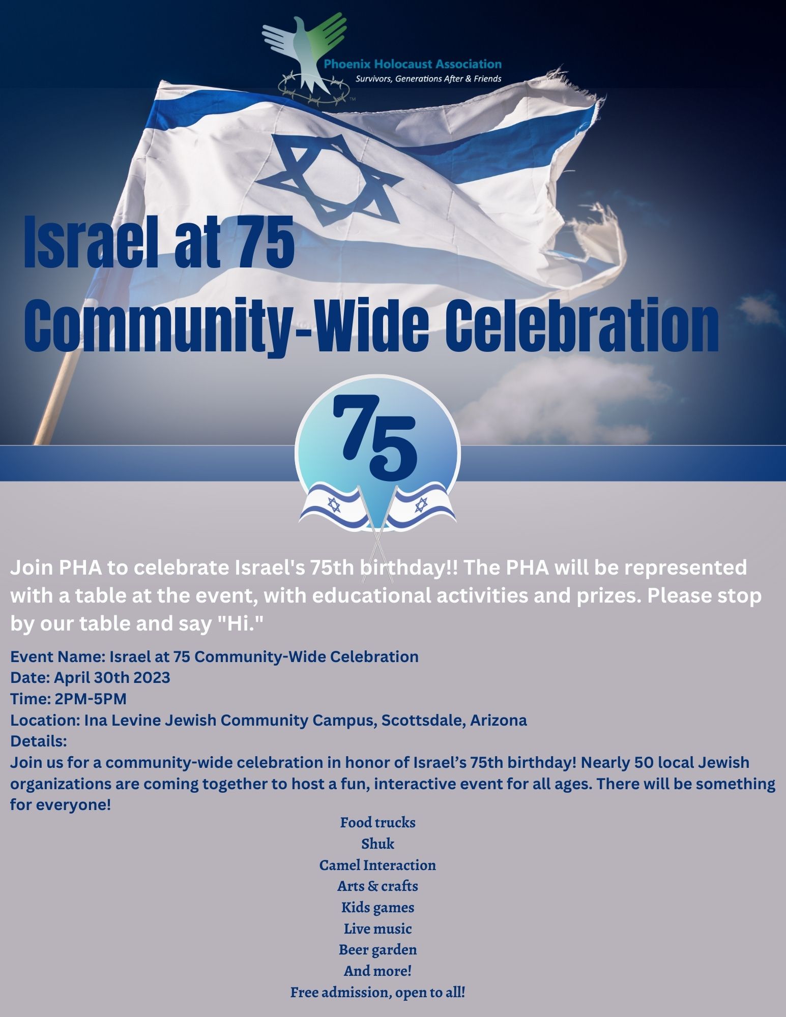 Israel at 75 Community Wide Celebration Phoenix Holocaust